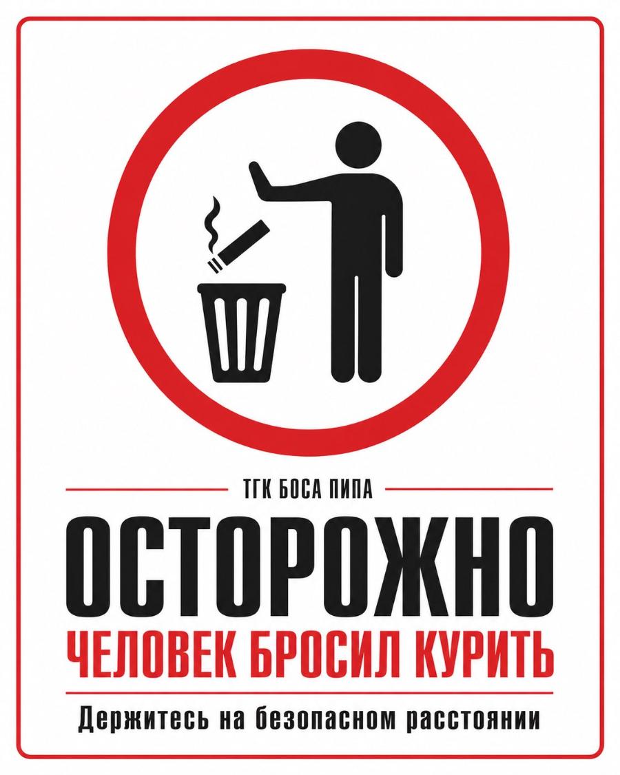 ТГК БОСА ПИПА ОСТОРОЖНО ЧЕЛОВЕК БРОСИЛ КУРИТЬ Держитесь на безопасном расстоянии