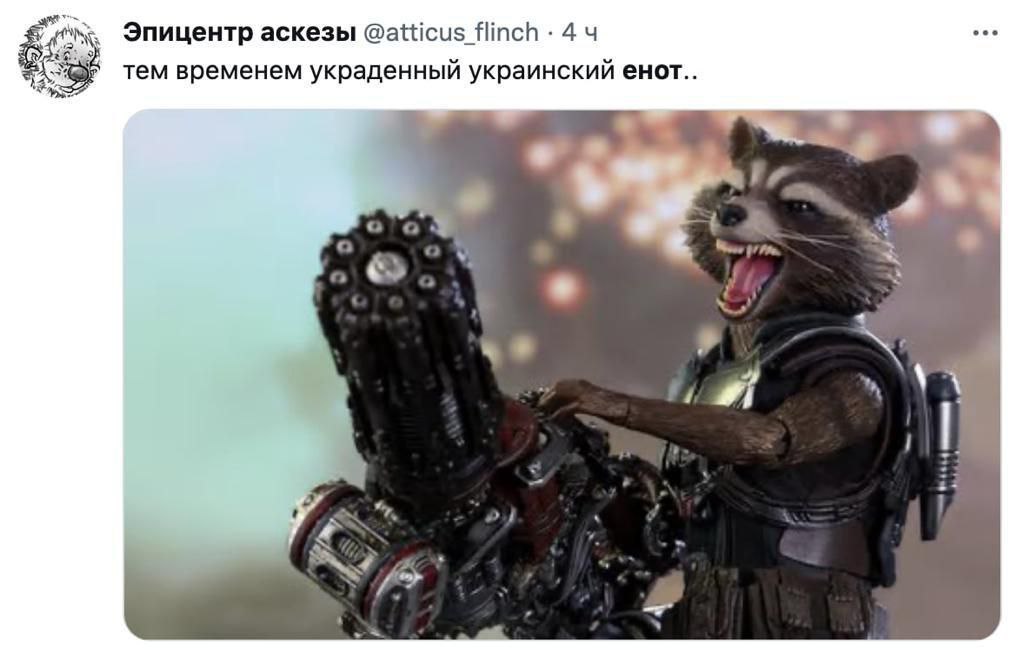 Эпицентр аскезы @atticus_flinch &bull; 4 ч тем временем украденный украинский енот..