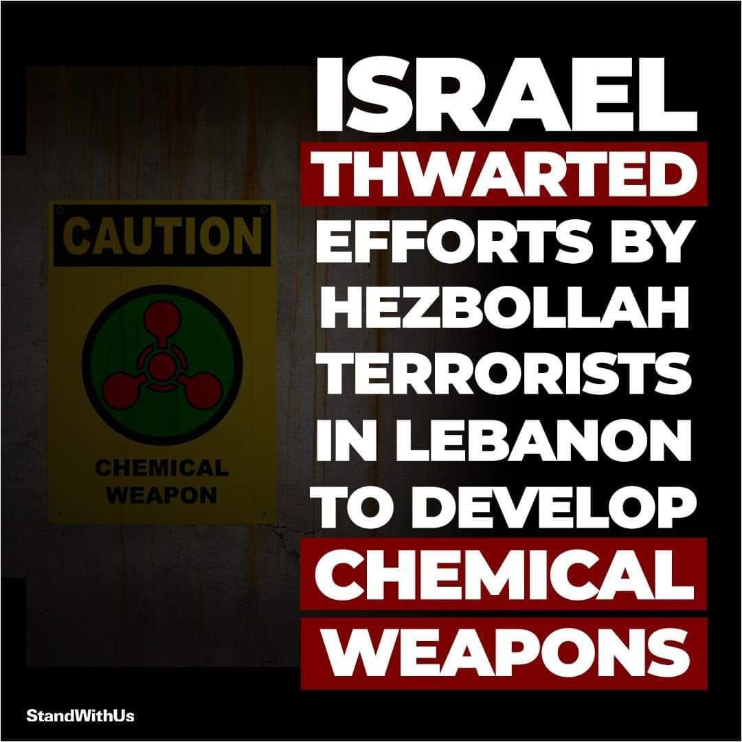 CAUTION CHEMICAL WEAPON StandWithUs ISRAEL THWARTED EFFORTS BY HEZBOLLAH TERRORISTS IN LEBANON TO DEVELOP CHEMICAL WEAPONS