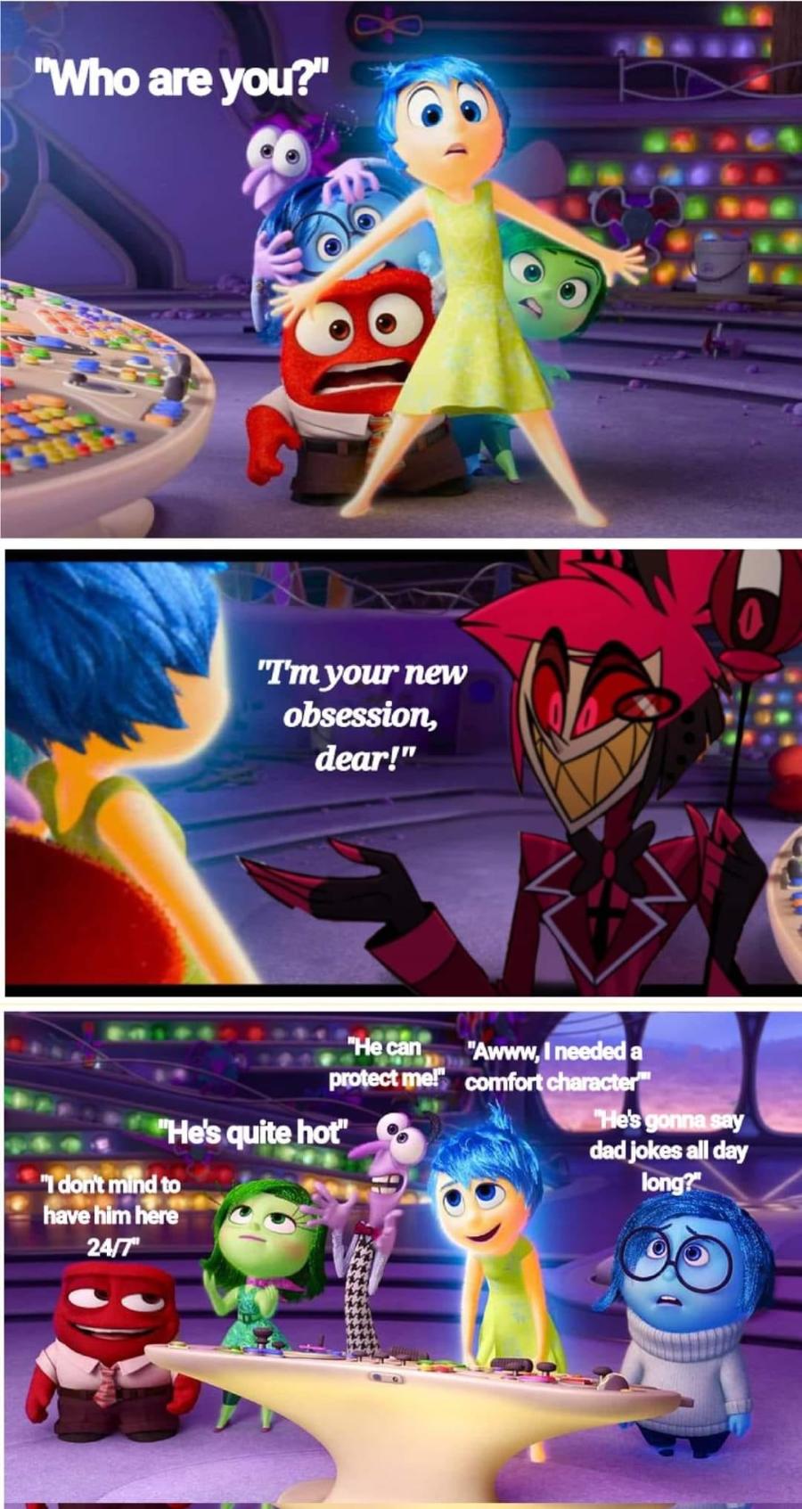 "Who are you?" "I'm your new obsession, dear!" "He can protect me. "He's quite hot" "Awww,l needed a comfort character&trade; "He's gonna say dad jokes all day long?" "I don't mind to have him here 24/7'