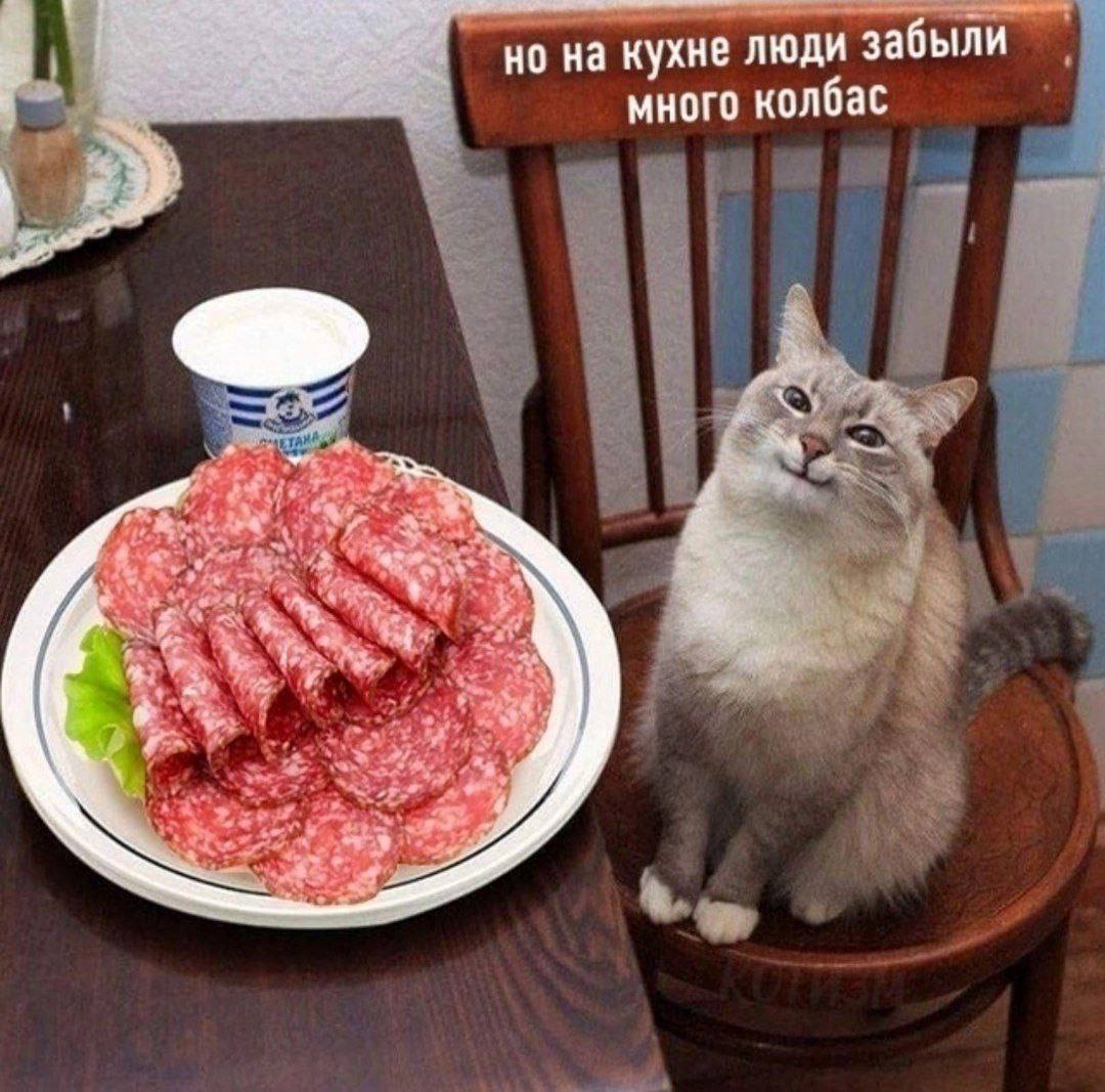 но на кухне люди забыли много колбас