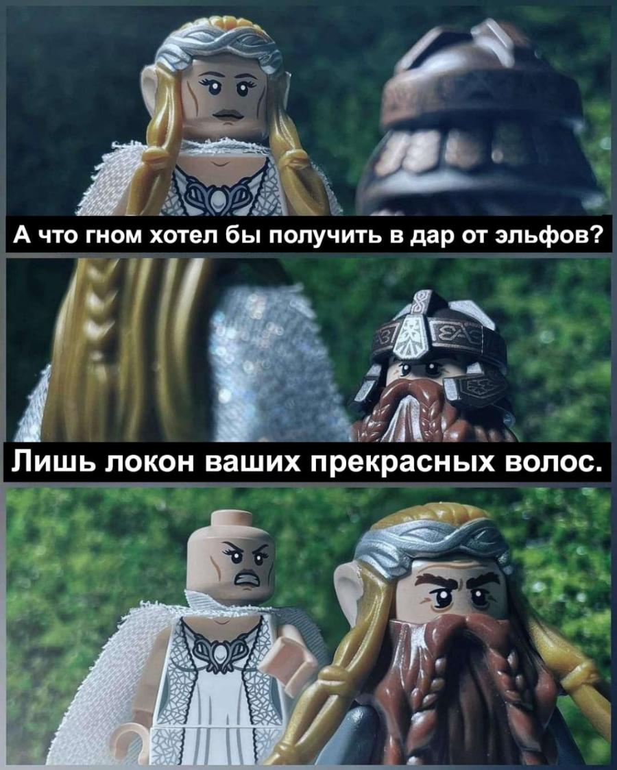 А что гном хотел бы получить в дар от эльфов? Лишь локон ваших прекрасных волос.