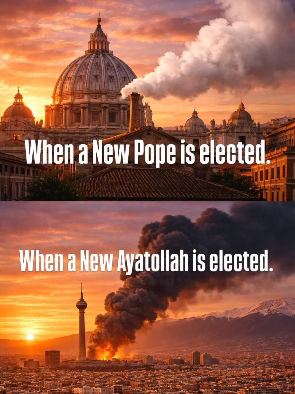 When a New Pope is elected. When a New Ayatollah is elected.