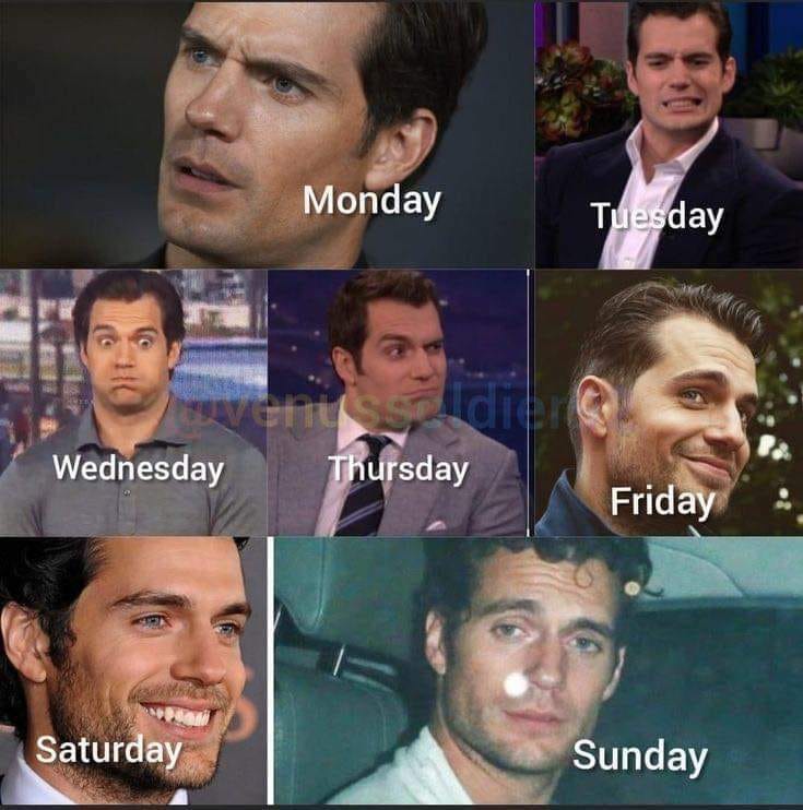 Monday Wednesday Thursday Saturday Tuesday Friday Sunday