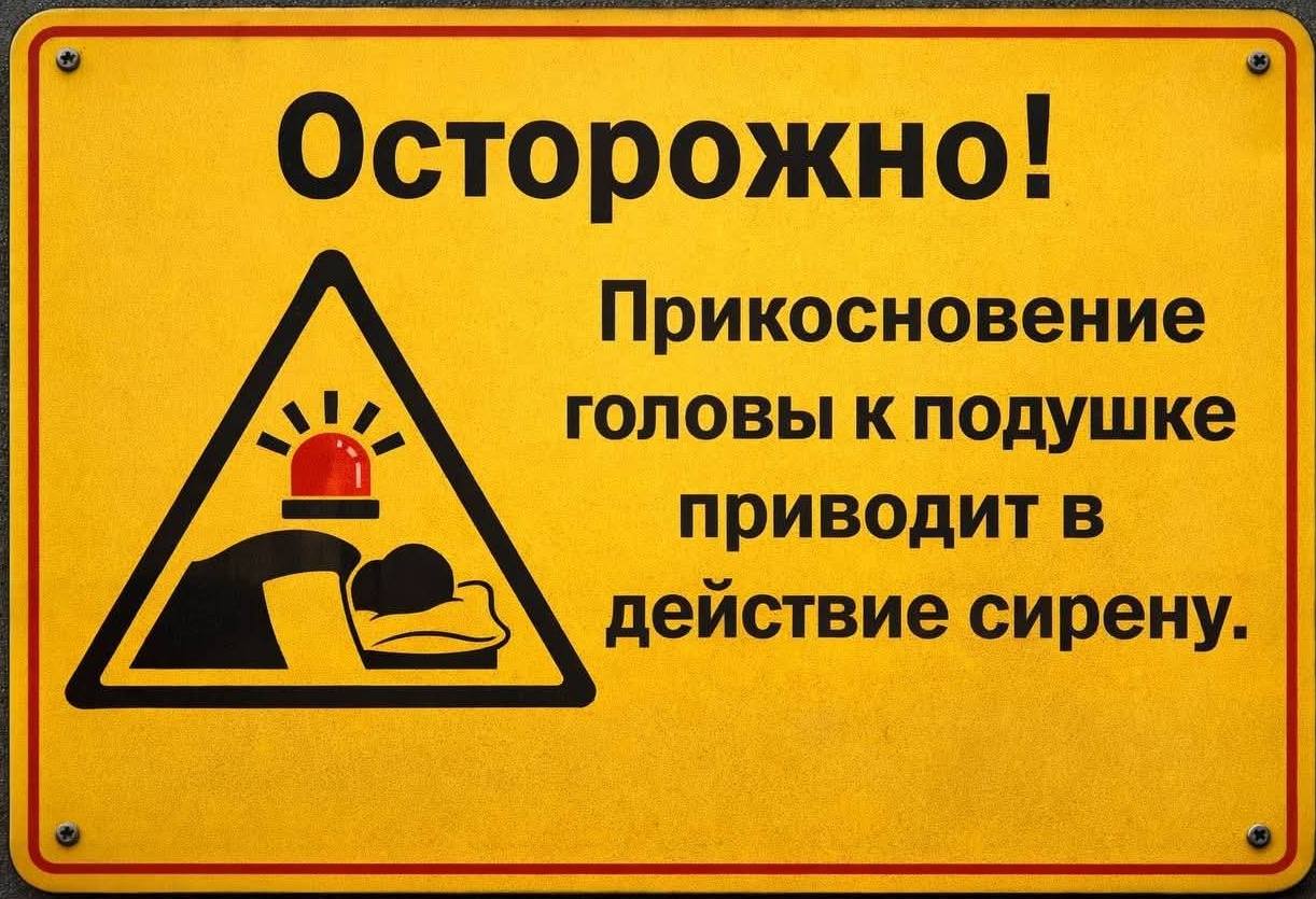 Осторожно! Прикосновение головы к подушке приводит в действие сирену.