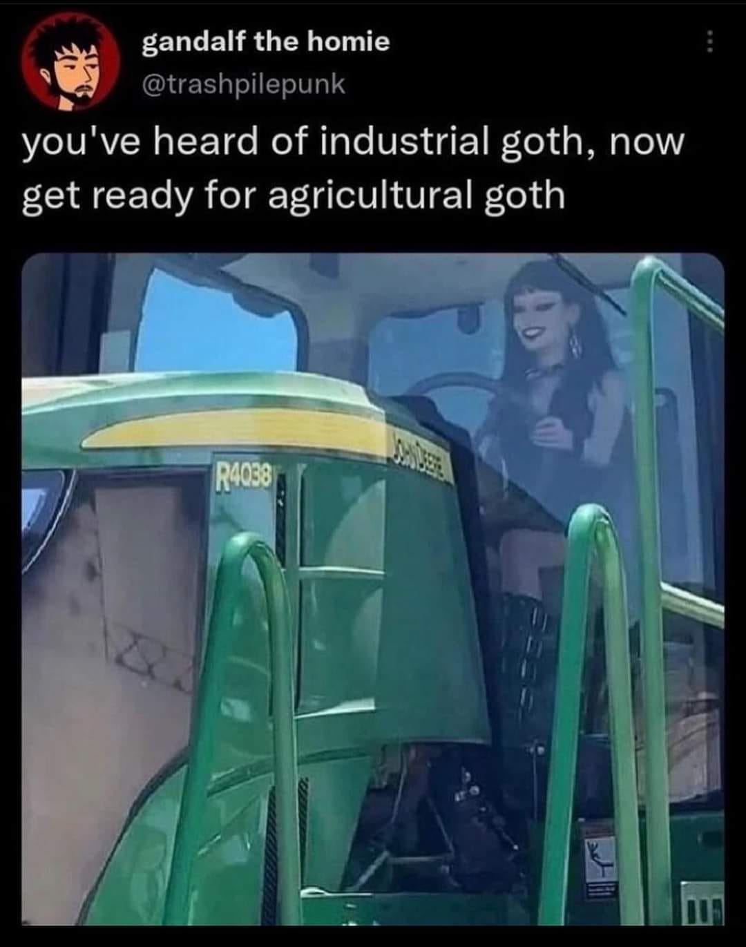 gandalf the homie @trashpilepunk you've heard of industrial goth, now get ready for agricultural goth R4038